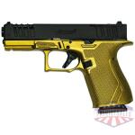 glfa 19 striker 9mm 4" 15 shot - black slide galaxy gold frame