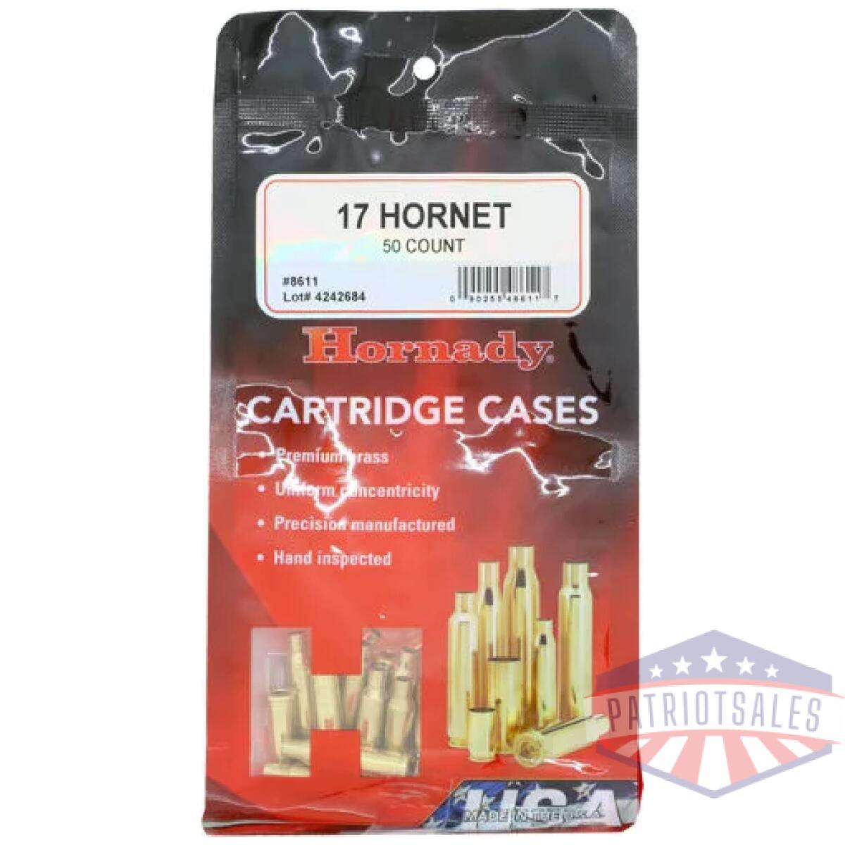 Hdy8611_1 - hornady unprimed cases 17 - hornet 50 pack 5pk/cs - hdy8611 1