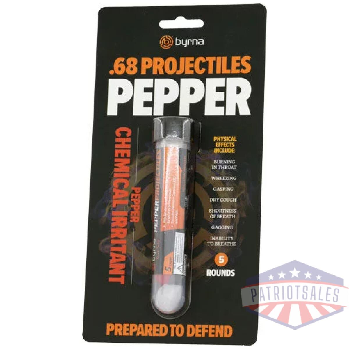Jb68316 - byrna pepper projectiles - 5 count tube. 68 cal - jb68316