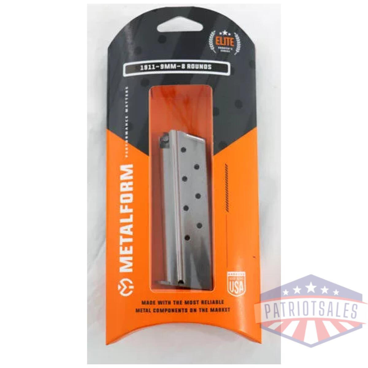 M19119fr8swb_pkg - metalform magazine 1911 - officers 9mm 8rd s/s - m19119fr8swb pkg