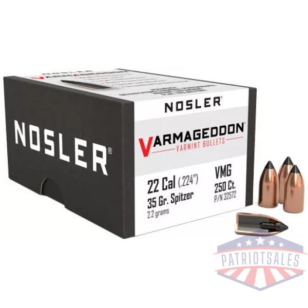 NOSLER BULLETS 22 CAL .224 - 35GR VARMAGEDDON TIPPED 250CT
