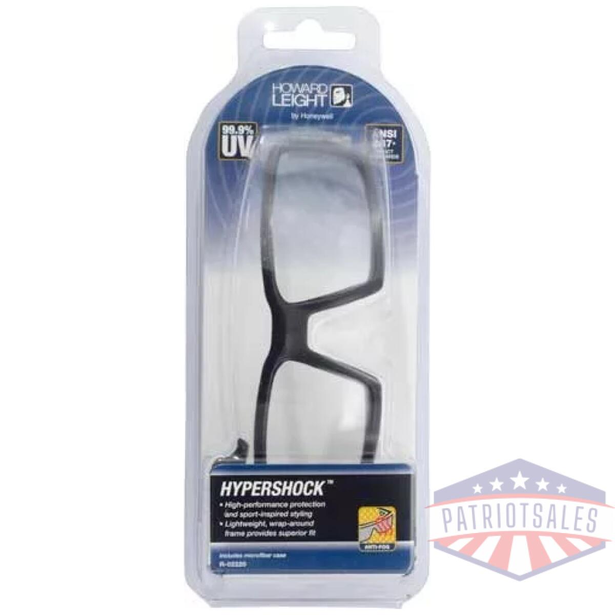 R02220_pkg - howard leight hypershock - glasses black frame/clear lens - r02220 pkg