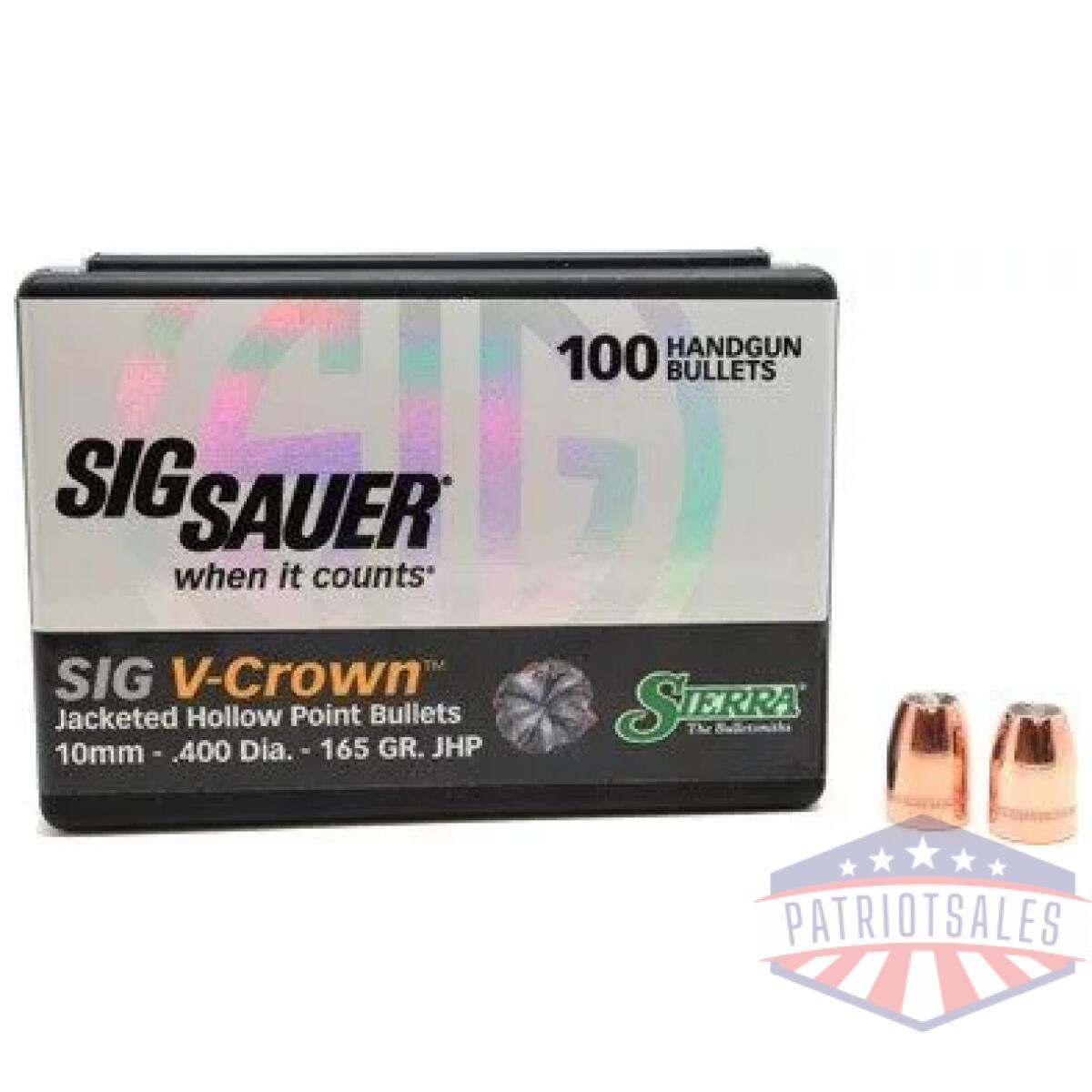 Sierra bullets 10mm. 400 - 165gr jhp sig v-crown 100ct - image 1