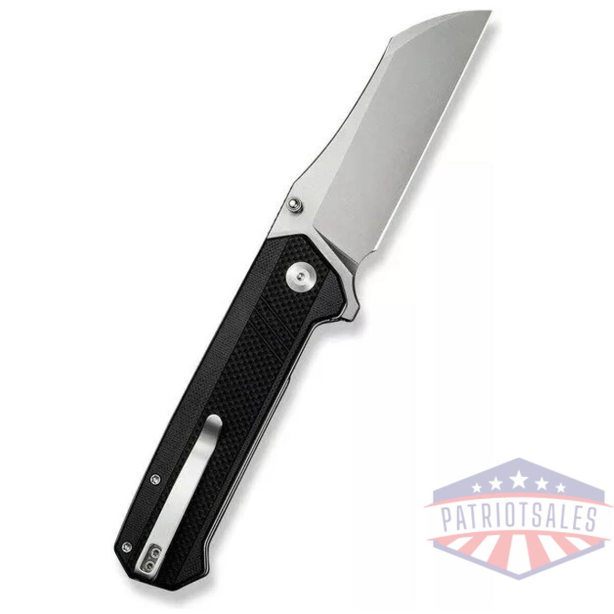 Sn-s24035-1-1 - draxor flipper/thumb stud folding knife 3. 70"" satin 9cr18mov sheepsfoot plain edge blade, black g10 handle - sn s24035 1 1