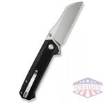 Draxor Flipper/Thumb Stud Folding Knife 3.70"" Satin 9Cr18MoV Sheepsfoot Plain Edge Blade, Black G10 Handle
