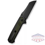 Draxor Flipper/Thumb Stud Folding Knife 3.70"" Black 9Cr18MoV Sheepsfoot Plain Edge Blade, Green/Black G10 Handle
