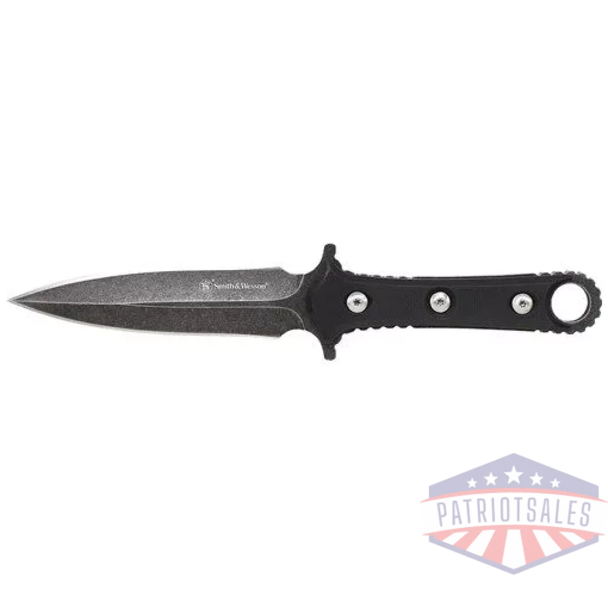 Swf606 - fixed blade, stone washed 8cr13mov spear point blade, black g10 handle, leather sheath. No ship ca, ny, ma. - swf606