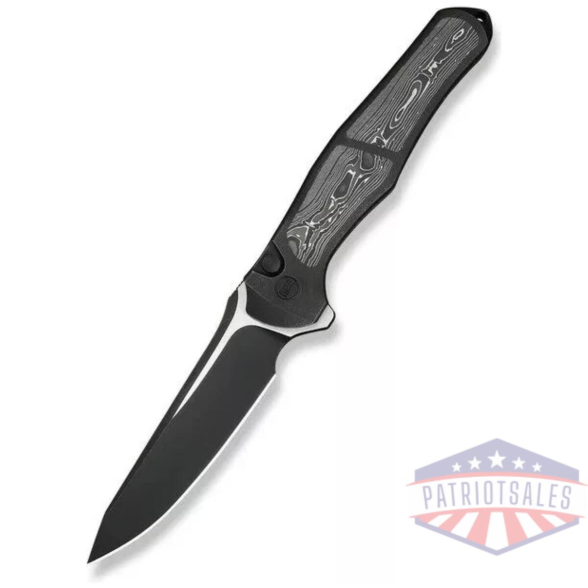 We-we07b-2 - weknife 702xi flipper & button lock knife black titanium integral handle with aluminum foil carbon fiber inlayãâ  - we we07b 2