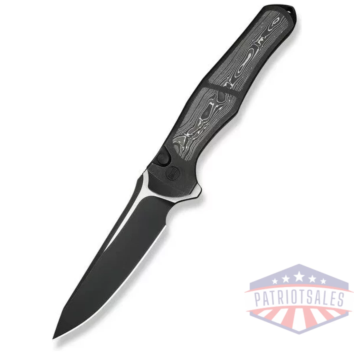 We-we07b-2 - weknife 702xi flipper & button lock knife black titanium integral handle with aluminum foil carbon fiber inlayãâ  - we we07b 2