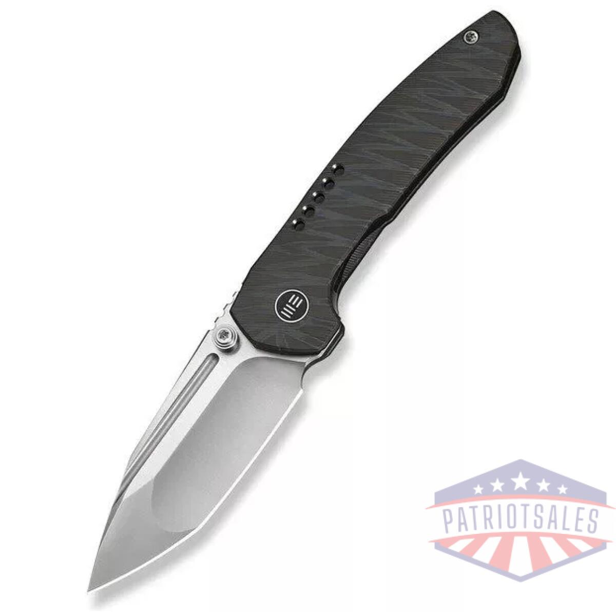 We-we24043-3 - weknife micro trogon thumb stud knife tiger stripe pattern flamed titanium handle - we we24043 3
