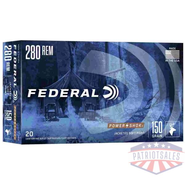 Federal Power-Shok Rifle Ammunition .280 Rem 150 gr SP 2890 fps - 20/ct