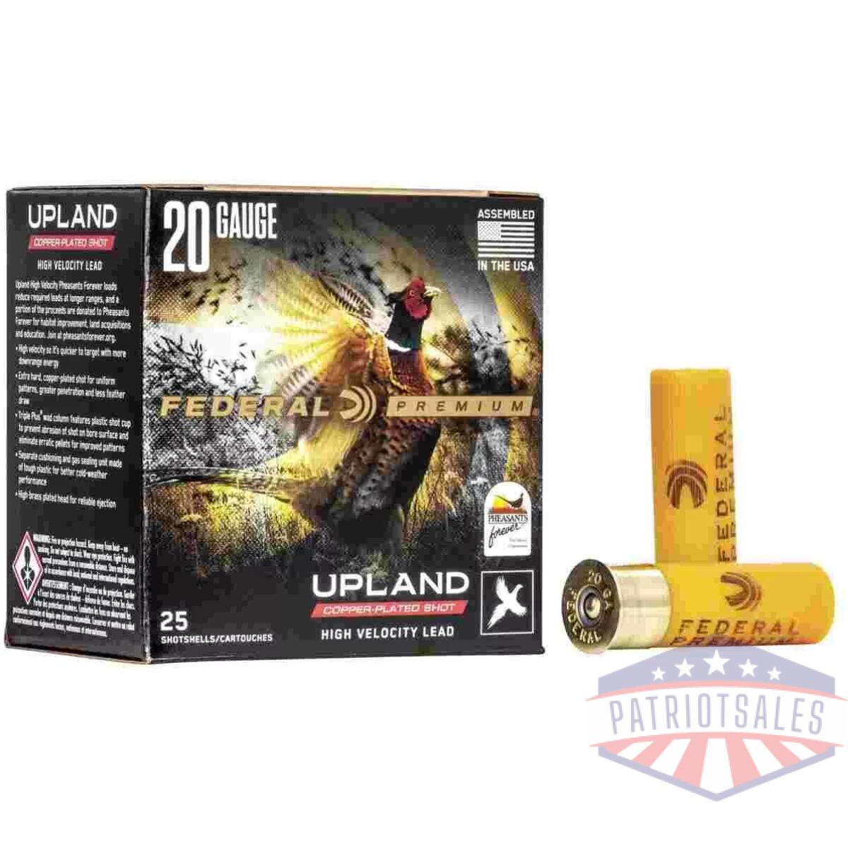 Federal premium wing-shok pheasants forever high-velocity 20 ga 2 3/4" max 1 oz #4567. 5 1350 fps - 25/box - image 1