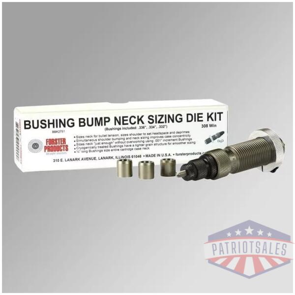 Bushing Bump Kit 308 Win-Neck Sizing Die & 3 Neck Bushings .336 .334 .332