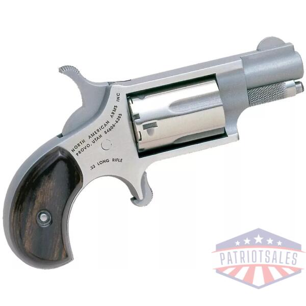 NAA 22LR Mini Revolver Handgun .22 LR 5rd Capacity 1.125" Barrel Silver with Wood Grip