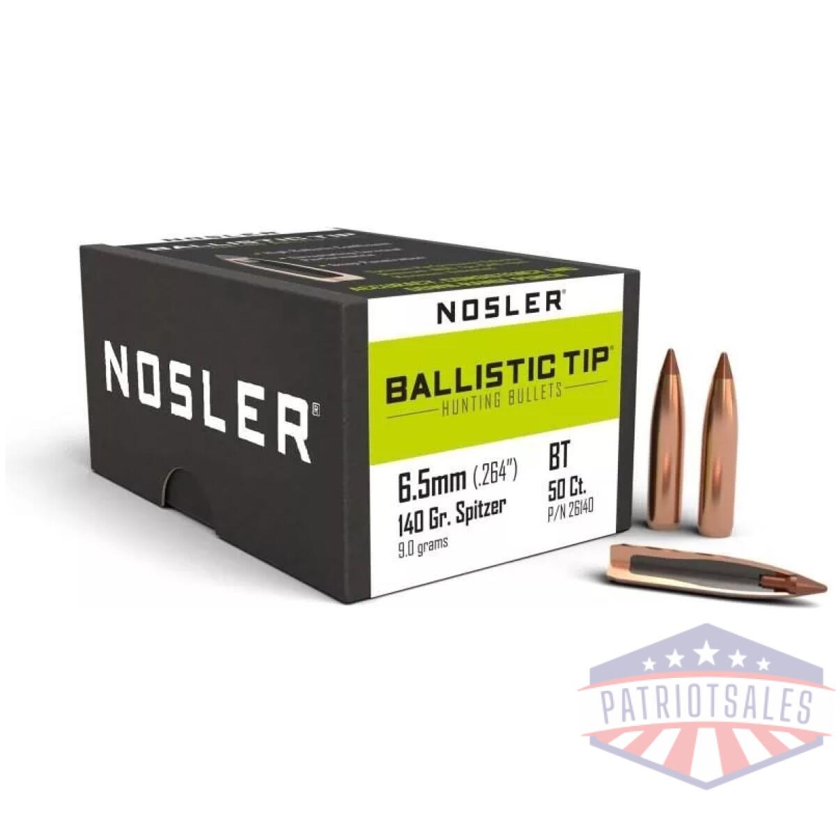 Nosler ballistic tip hunting bullets 6. 5mm. 264" 140 gr sbt-btip 50/ct - image 1