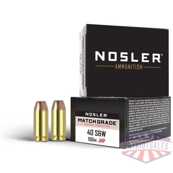 Nosler Match Grade Handgun Ammo .40 S&W 150 gr JHP 20/box