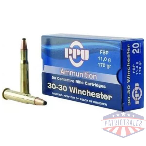 PPU Rifle Ammunition .30-30 Win 170 gr SP 2390 fps 20/ct