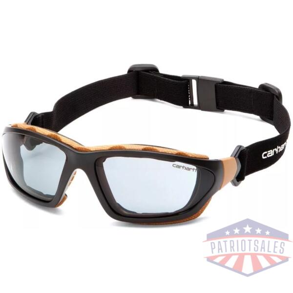 Pyramex Carhartt Carthage Shooting Glasses Black and Tan with Grey Anti-Fog Lens