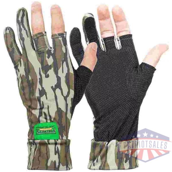 Primos Stretch Fingerless Gloves - Mossy Oak Bottomland Camo OSFM