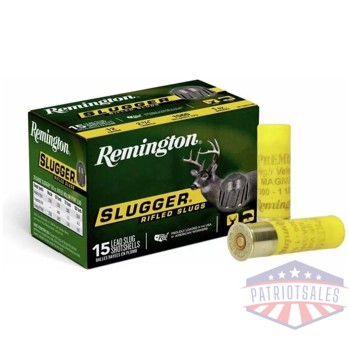 Remington slugger rifled slug 20 ga 2-3/4 in 7/8 oz 1580 fps 15/ct - image 1