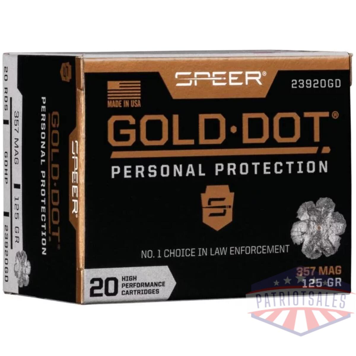 Https3a2f2fmedia. Chattanoogashooting. Com2fimages2fproduct2fsp23920gd2fsp23920gd - speer gold dot handgun ammunition. 357 mag 125 gr hp 1450 fps 20/ct - https3a2f2fmedia. Chattanoogashooting. Com2fimages2fproduct2fsp23920gd2fsp23920gd