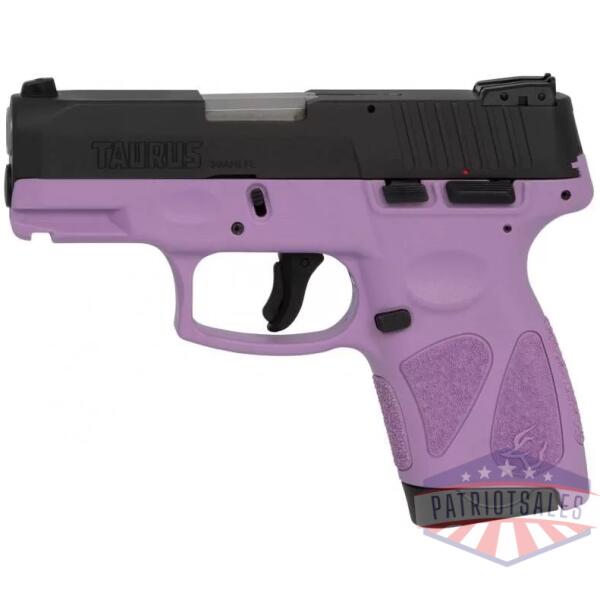 Taurus G2S Handgun 9mm Luger 7rd Magazines 3.2" Barrel Black Slide/Light Purple Grip