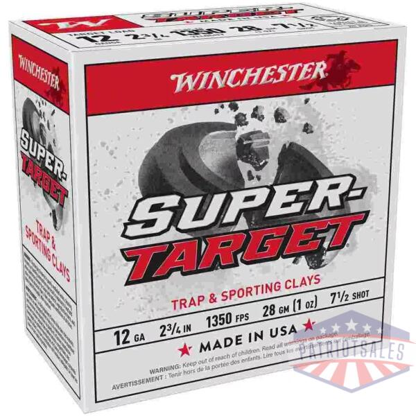 Winchester Super-Target Shotshells 12 ga 2-3/4" 1 oz 1350 fps #7.5 25/ct