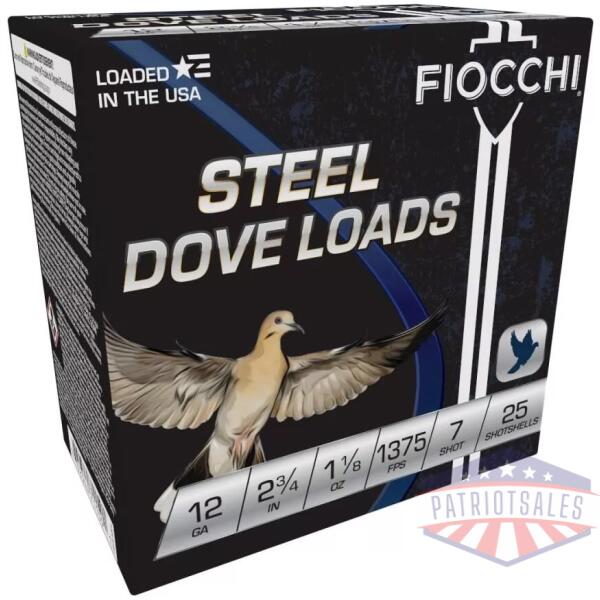 Fiocchi Steel Target Shotshells 12ga 2-3/4" 1-1/8oz 1375fps #7 25/ct