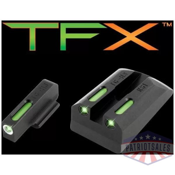 Truglo TFX Tritium/Fiber-Optic Day/Night Sights Fits Ruger SR9 / SR9C SR40 / SR40C SR45 - White Outline Front/Rear Green