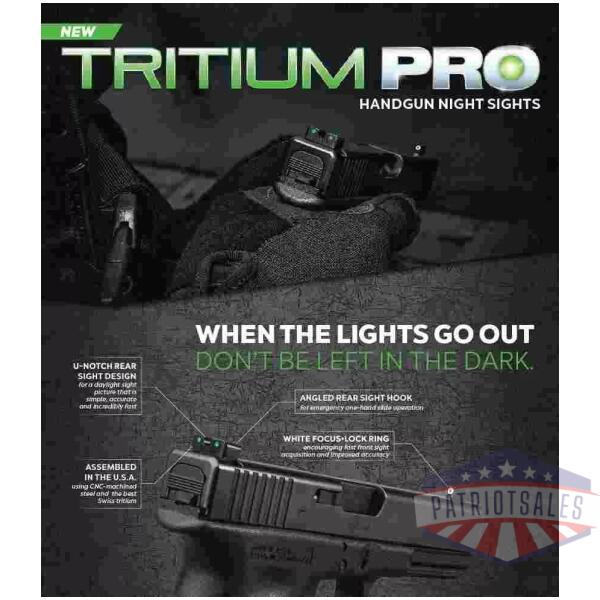 Truglo Tritium Pro Night Sights Fit Kahr Arms K MK P PM T&TP Models with New Dovetail (Post-2004) - Front Outline White/Rear Green