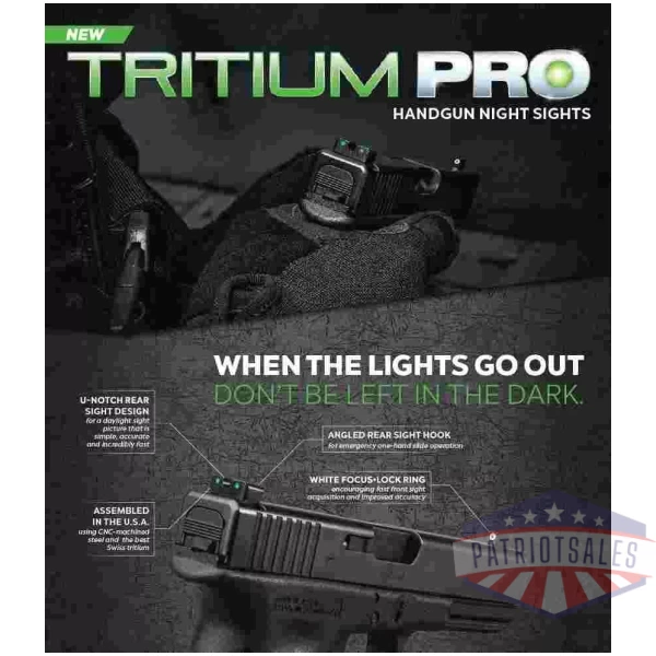 Truglo Tritium Pro Night Sights Fit Kahr Arms K MK P PM T&TP Models with New Dovetail (Post-2004) - Front Outline White/Rear Green