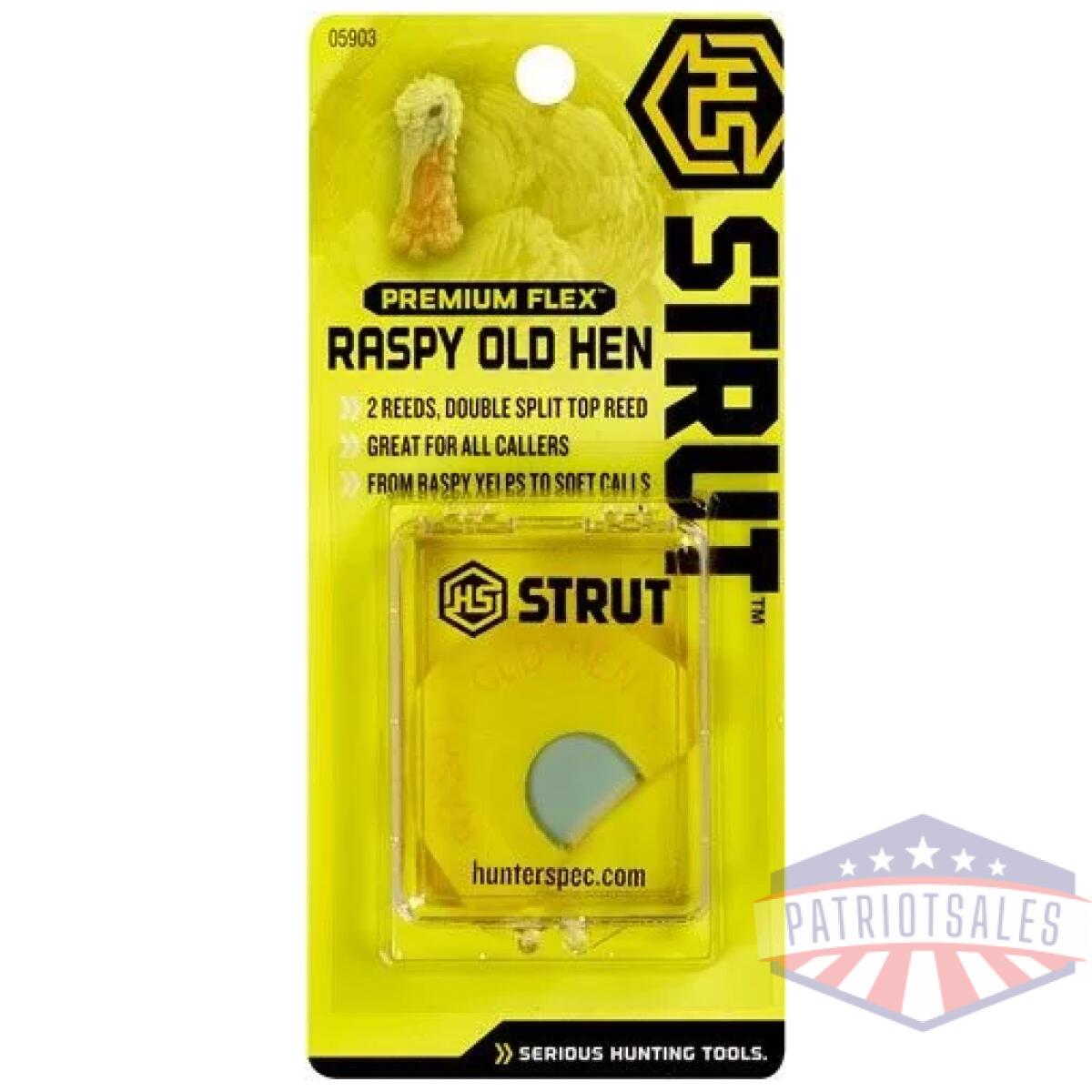05903z_packge - hs strut turkey call diaphragm - prem flex raspy old hen - 05903z packge