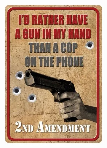 RIVERS EDGE TIN SIGN 12"X17" - "I'D RATHER HAVE A GUN"