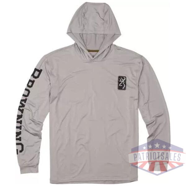 BROWNING HOODED L-SLEEVE TECH - T-SHIRT LIGHT GRAY X-LARGE