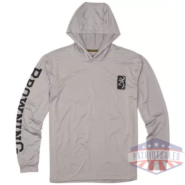 BROWNING HOODED L-SLEEVE TECH - T-SHIRT LIGHT GRAY X-LARGE