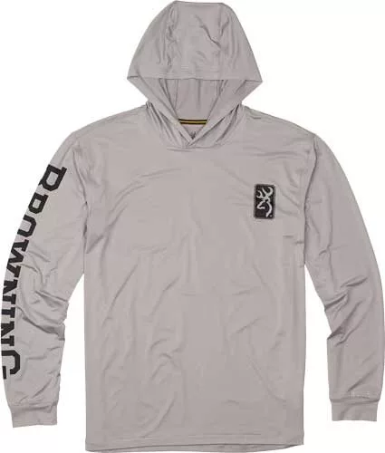 BROWNING HOODED L-SLEEVE TECH - T-SHIRT LIGHT GRAY X-LARGE