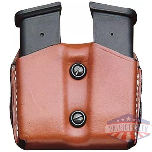 DESANTIS DOUBLE MAG POUCH OWB - LEATHER SINGLE STACK 9/40 TAN