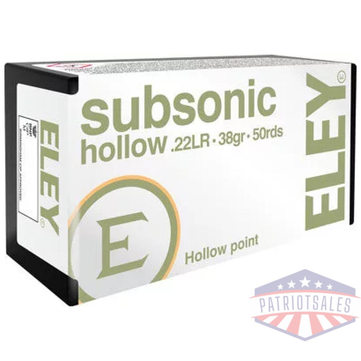 A05400_1_2 - eley subsonic 22lr 38gr hp - 50rd 100bx/cs - a05400 1 2