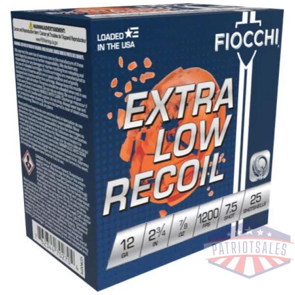 FIOCCHI LOW RECOIL 12GA 2.75" - 7/8OZ #7.5 1200FPS 250RD CASE