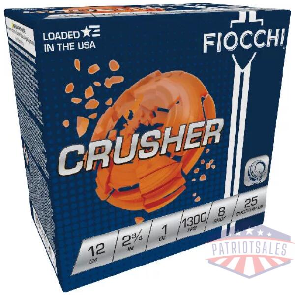FIOCCHI CRUSHER 12GA 2.75" - 1OZ #8 1300FPS 250RD CASE LOT