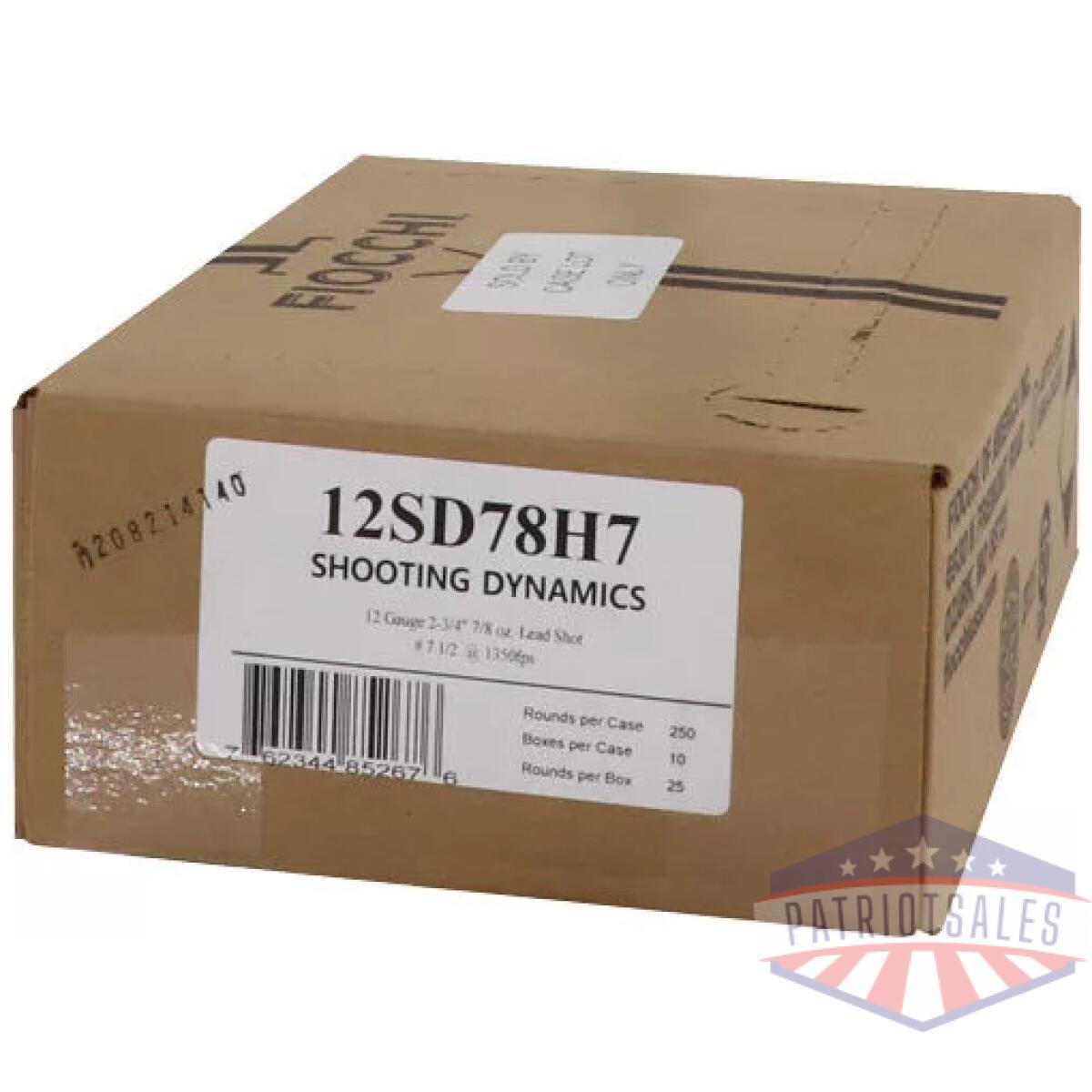 A12sd78h7 - fiocchi 12ga 2. 75" 7/8oz #7. 5 - 1350fps 250rd case lot - a12sd78h7