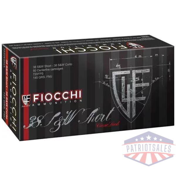 FIOCCHI 38 S&W SHORT 145GR FMJ - 50RD 20BX/CS