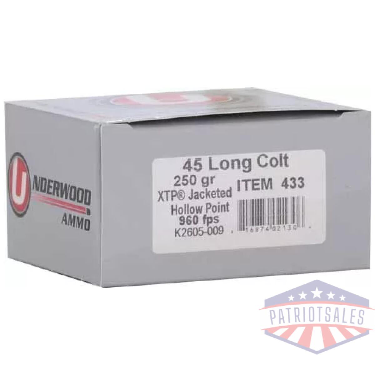 A433_side - underwood 45 lc 250gr - xtp jhp 20rd 10bx/cs - a433 side
