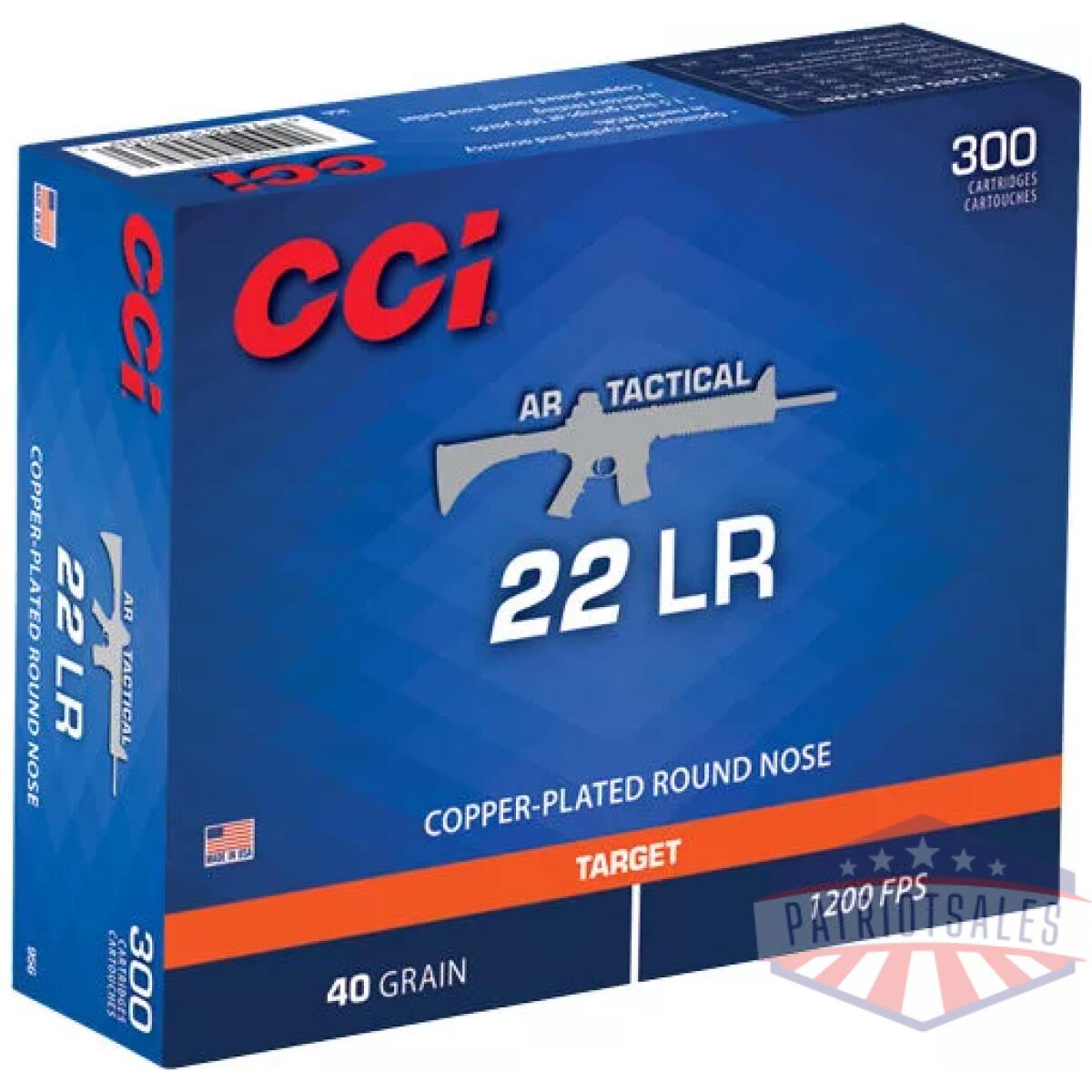 A956_1 - cci tactical 22lr 40gr plated - rn 1200fps 300rd 10bx/cs - a956 1