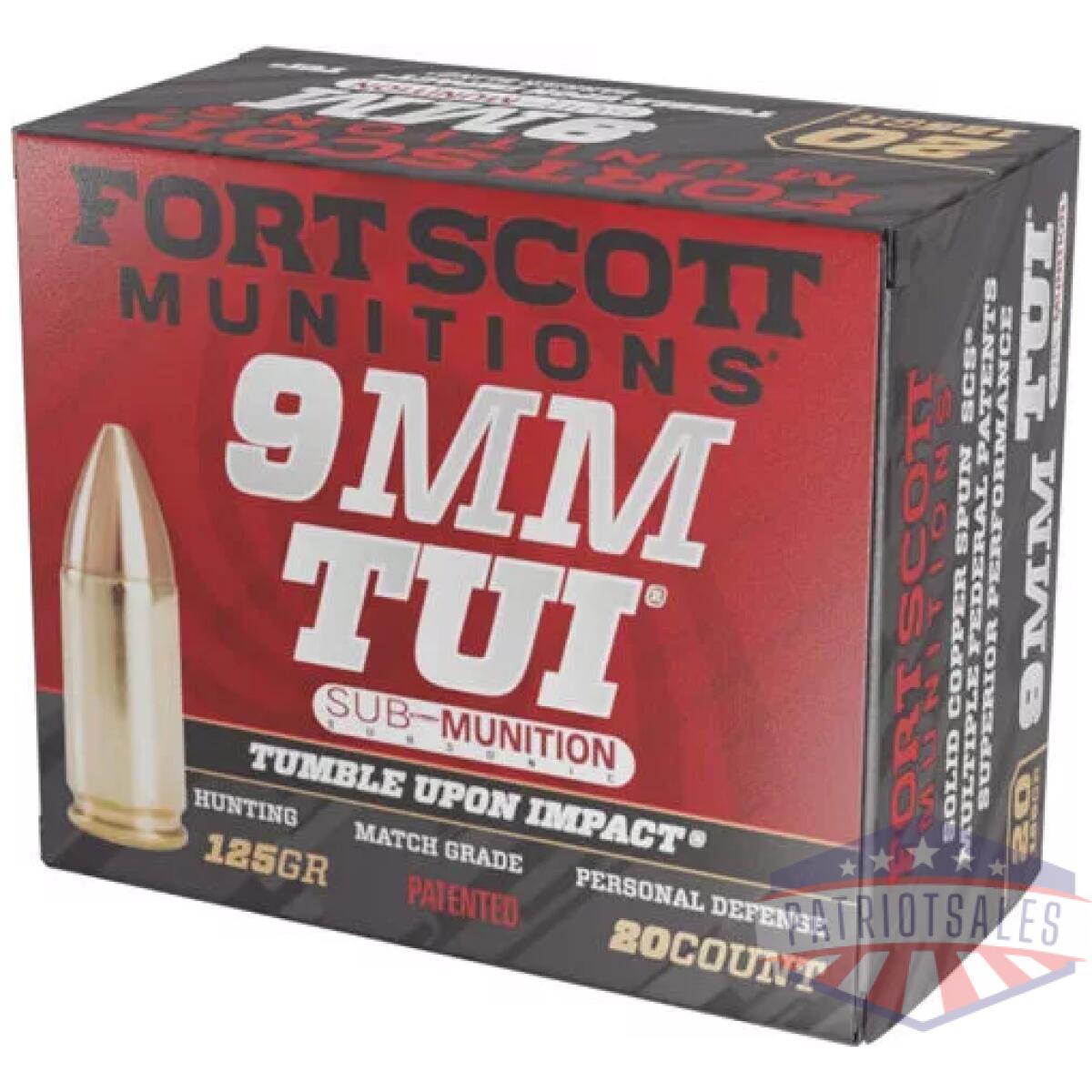 A9mm125scvss. Webp - fort scott 9mm luger 125gr tui - copper subsonic 20rd 25bx/cs - a9mm125scvss