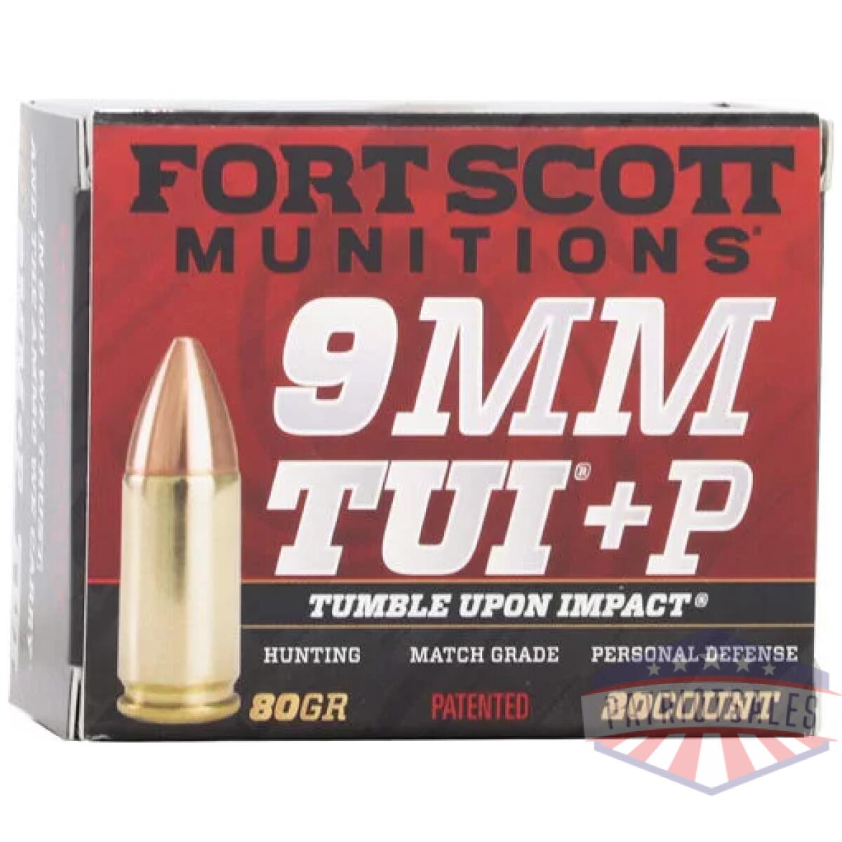 A9mmp080scv_1 - fort scott 9mm luger +p 80gr - tui solid copper 20rd 25bx/cs - a9mmp080scv 1
