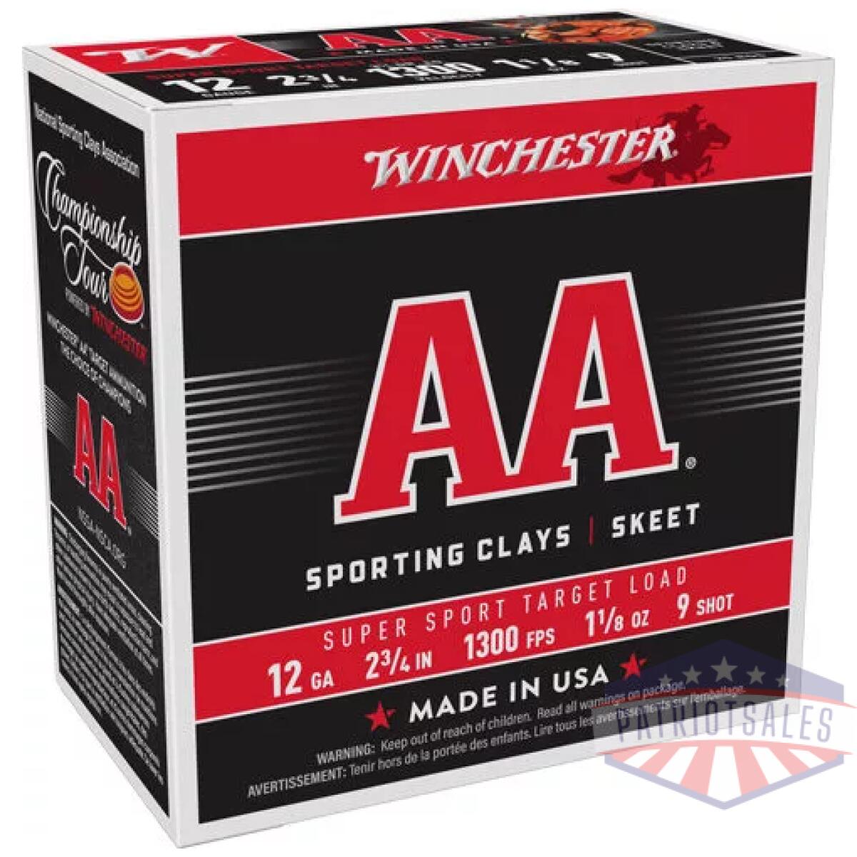 Aasc129_3. Webp - winchester aa 12ga 2. 75" - 1-1/8oz #9 1300fps 250rd case - aasc129 3