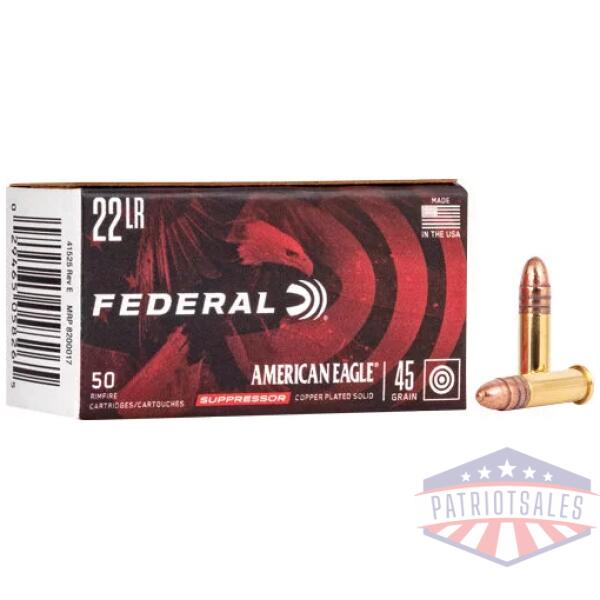 FEDERAL SUPPRESSOR 22LR 45GR - PLATED LEAD-RN 50RD 100BX/CS