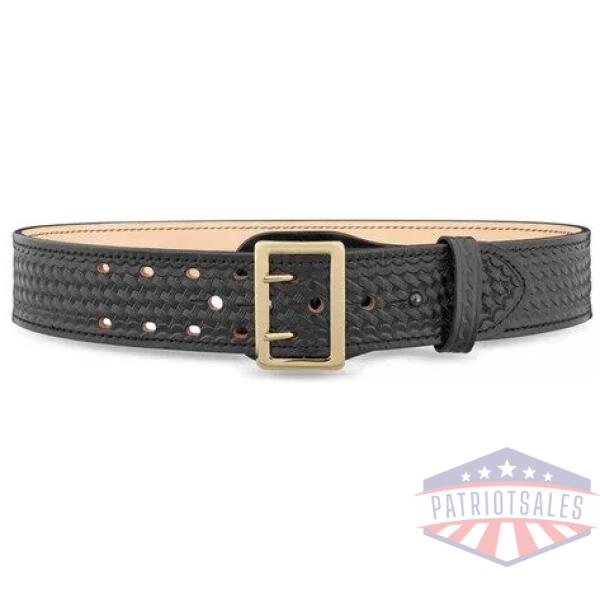 2-1/4"" Basketweave Leather Sam Brown 2 Row Stitch Duty Belt with Gold Buckle