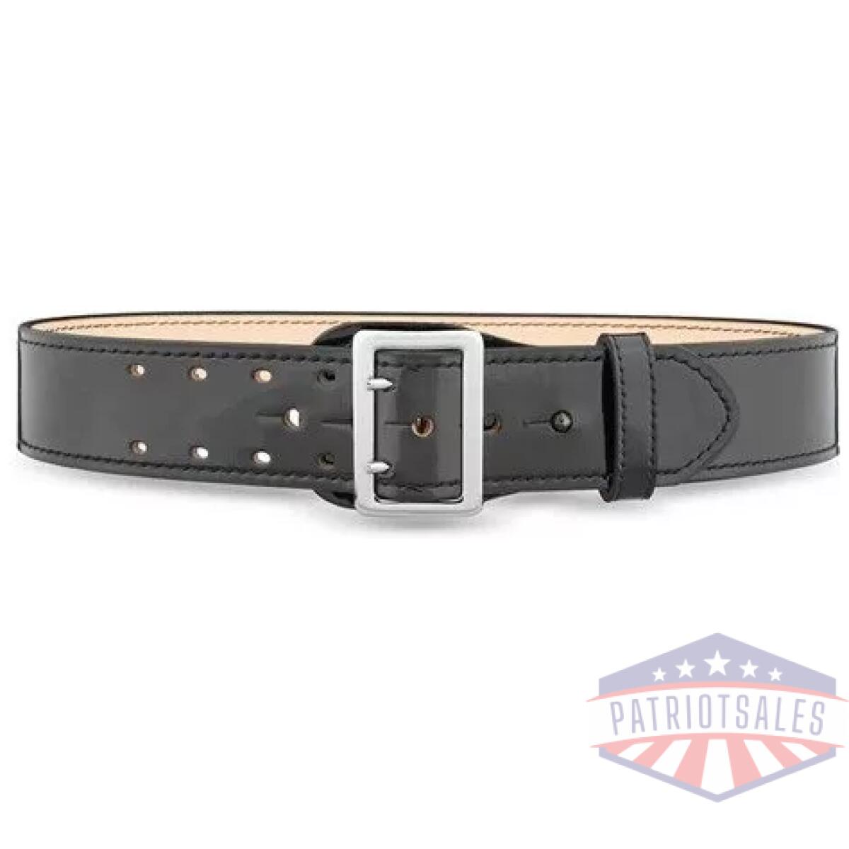 Dty-1031-32-9001. Webp - 2-1/4"" high-gloss leather sam browne 2-row stitch duty belt with nickel buckle - dty 1031 32 9001